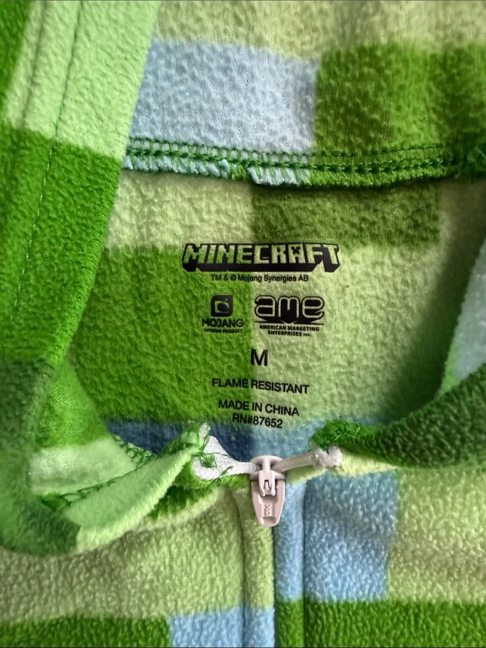 Minecraft Creeper Fleece Hooded Onesie Pajamas Union Suit